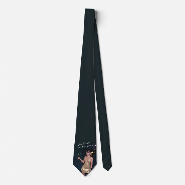 New Years Eve Party Girl in Sequined Dress Neck Tie (Front)