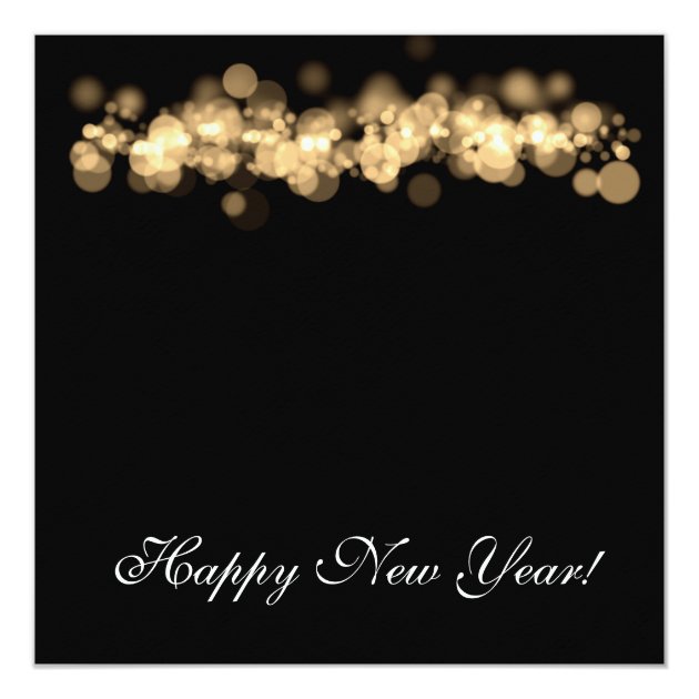 New Year's Eve Party Gold Bokeh Lights Invitation