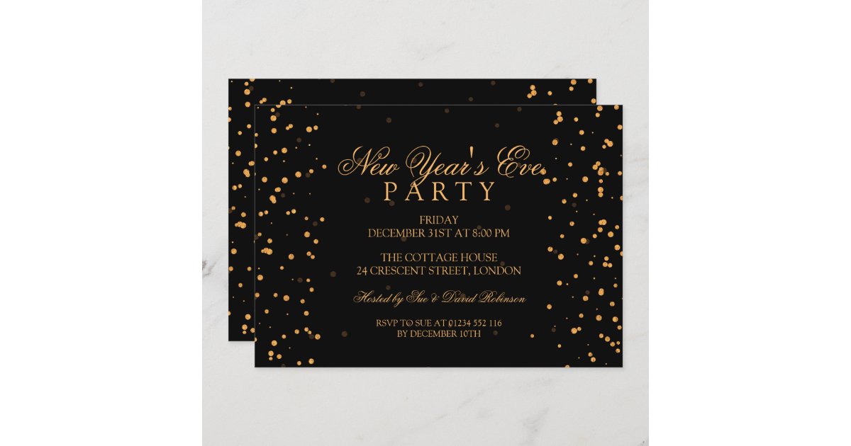 Confetti Dotted Blush Pink Evening Invitation with Gold Foil