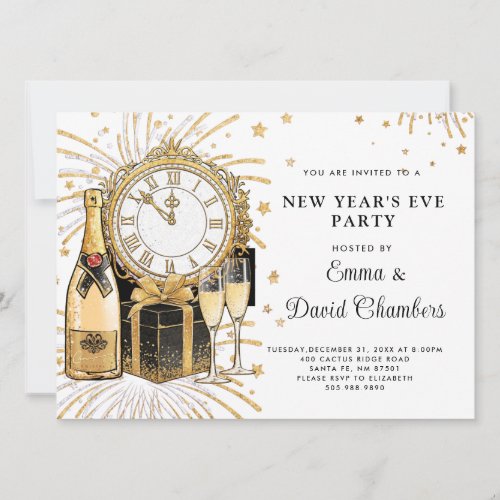 New Years Eve Party Gold Glitter 2024 Invitation