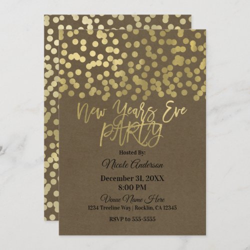 New Years Eve Party Gold Modern Chic Rustic Kraft Invitation