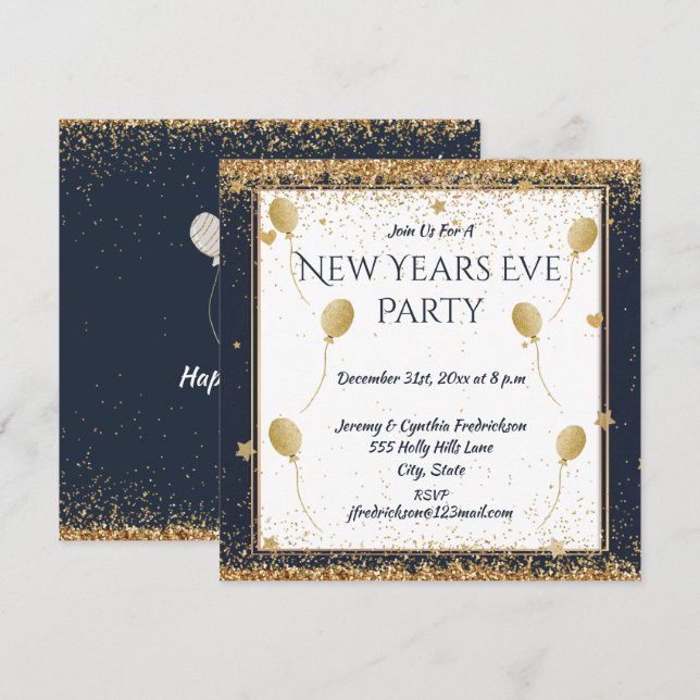 New Years Eve Party, Golden Balloons (Front/Back)