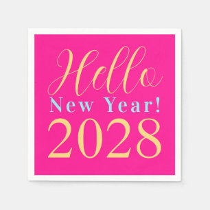 New Year's Eve Party Hot Pink Napkins