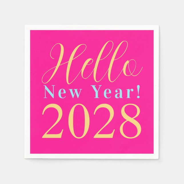 New Year's Eve Party Hot Pink Napkins (Front)
