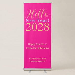 New Year's Eve Party Hot Pink Retractable Banner
