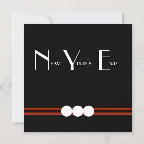New Years Eve Party in Black and White Custom Invitation