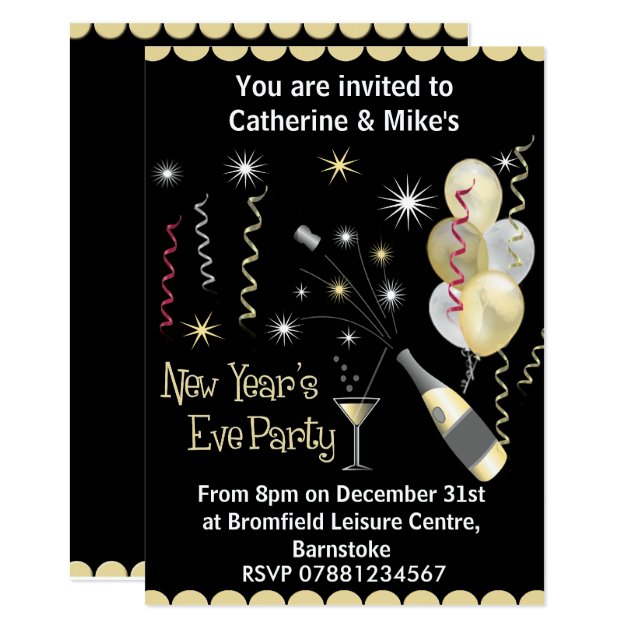 New Years Eve Party Invitation - Black & Gold