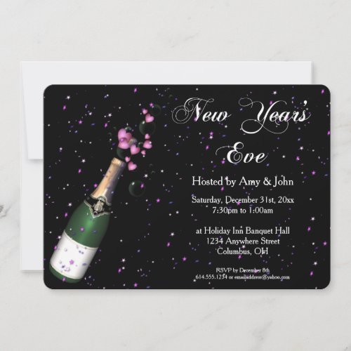 New Years Eve Party Invitation Champagne Bottle 2