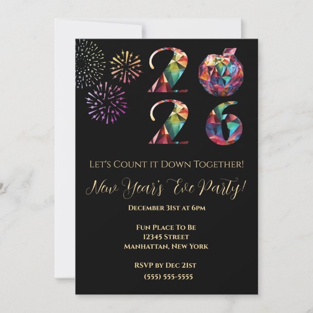 New Year's Eve Party Invitation-Colorful- Invitation (Front)
