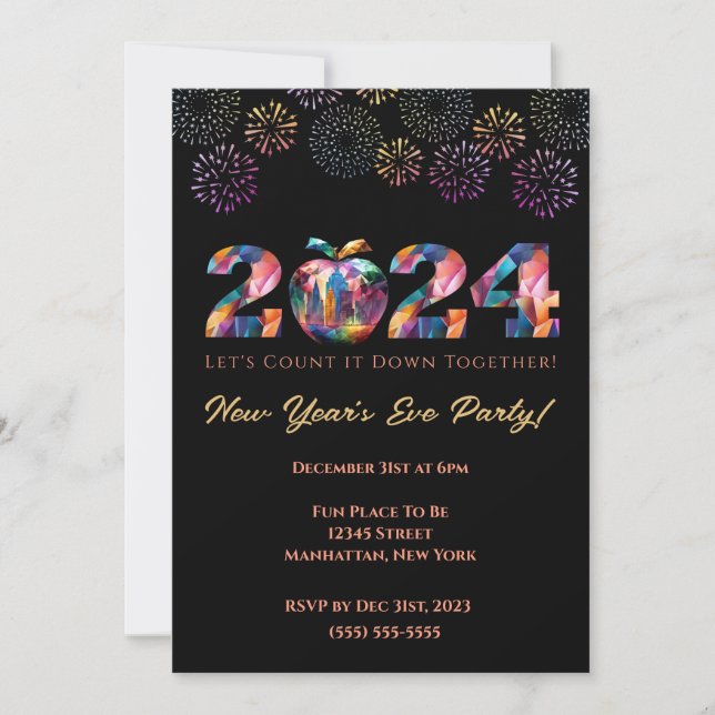 New Year's Eve Party Invitation-Colorful- Invitation (Front)