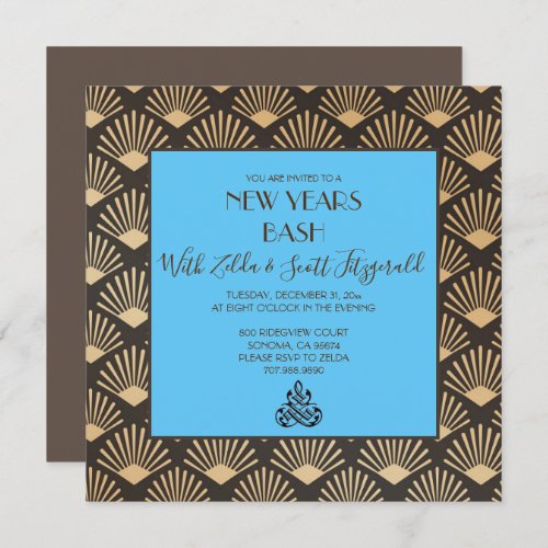 New Years Eve Party Invitation Gatsby Vintage Teal