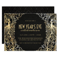 NEW YEAR'S EVE PARTY INVITATION | Golden Peacock