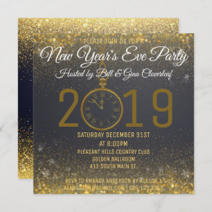 New Year's Eve Party Invitation Luxury Clock