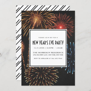 NEW YEAR'S EVE PARTY INVITATION Modern Fireworks