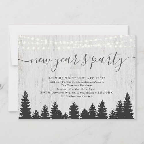 New Years Eve Party Invitation  Rustic Winter