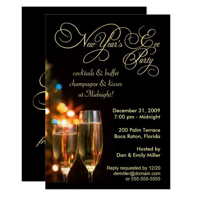 New Year's Eve Party Invitations - 5 X 7