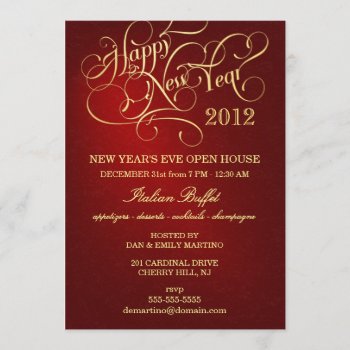 New Year's Eve Party Invitations - Elegant Red by SquirrelHugger at Zazzle