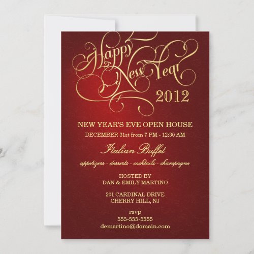 New Year's Eve Party Invitations - Elegant Red