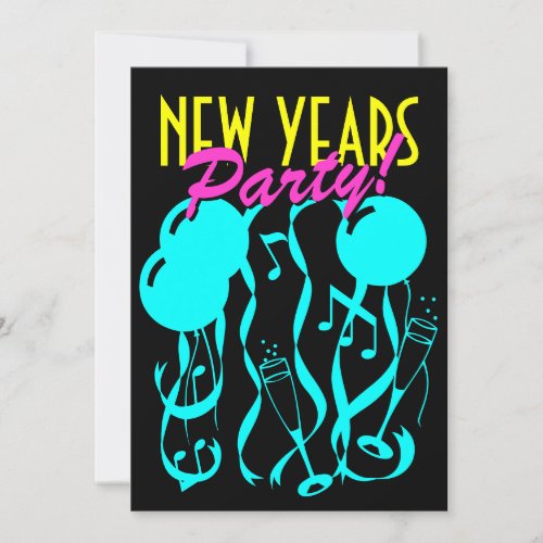 New years eve party invitations  Neon colors