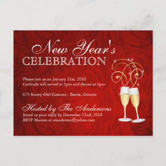 New Years Eve Party Invitations Postcards