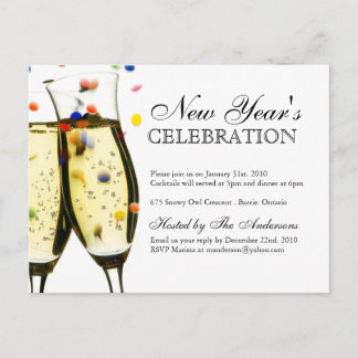 New Years Eve Party Invitations Postcards