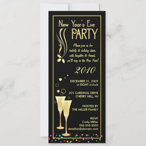 New Years Eve Party Invitations _ Slim Cards