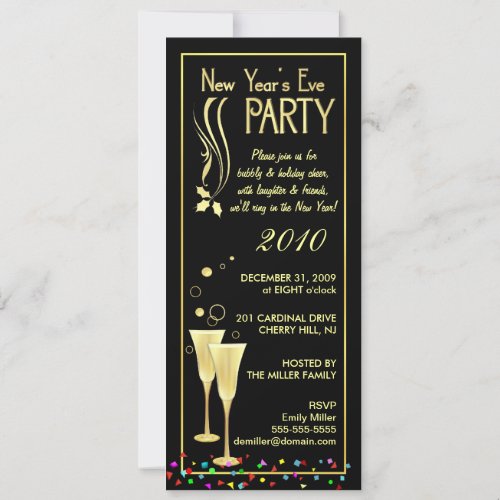New Year's Eve Party Invitations - Slim Cards