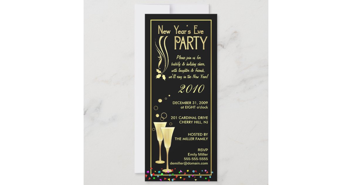 New Year's Eve Party Invitations - Slim Cards | Zazzle