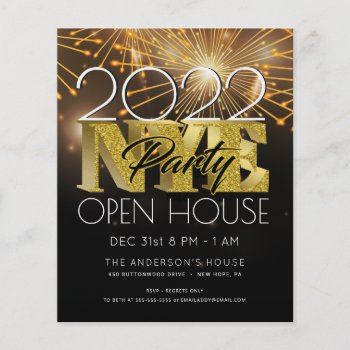 New Year's Eve Party Modern Bold Gold Fireworks In Flyer by decor_de_vous at Zazzle