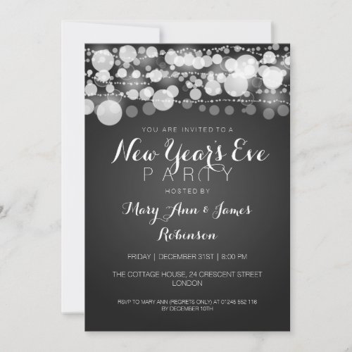 New Year's Eve Party Modern Dots Black 5x7 Paper Invitation Card