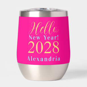 New Year's Eve Party Personalized Hot Pink Thermal Wine Tumbler