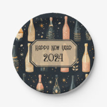New Year's Eve Party Plates - Champagne Design 