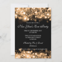 New Years Eve Party Sparkling Lights Gold Invitation