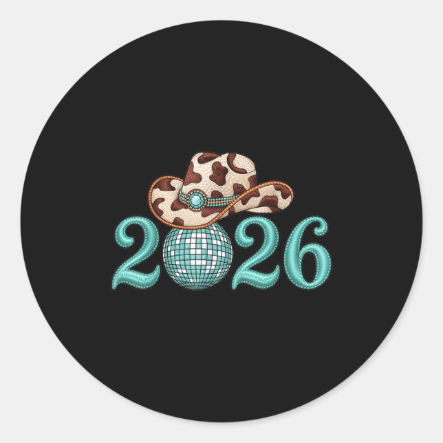 New Years Eve Party Supplies 2026 Western Nk Cowgi Classic Round Sticker (Front)