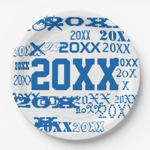 New Year's Eve Party Supplies Repeat Year Pattern Paper Plates