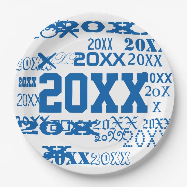 New Year's Eve Party Supplies Repeat Year Pattern Paper Plates (Front)