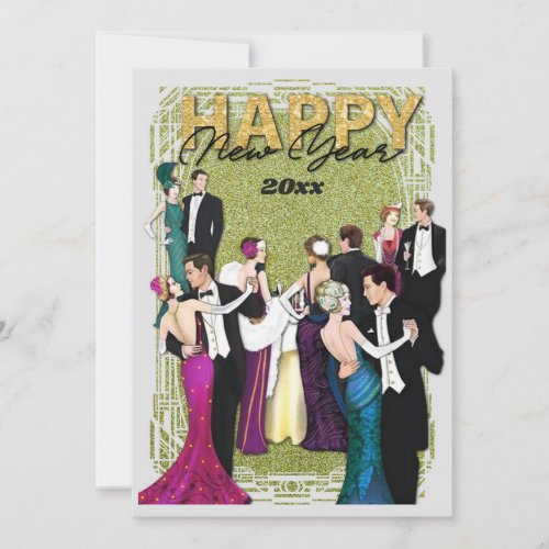 New Years Eve Party Vintage Art Deco Invitation