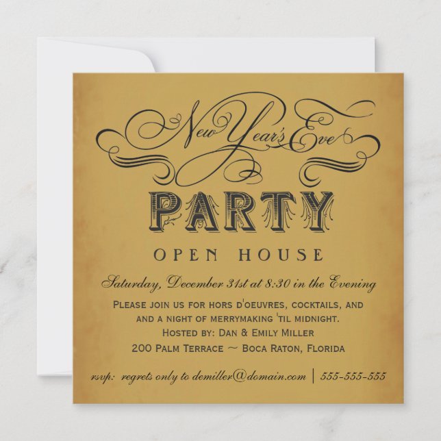 New Year's Eve Party Vintage Invitations (Front)