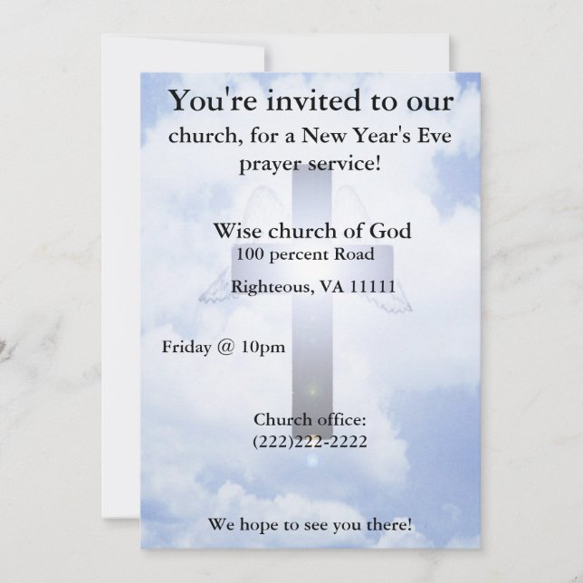 New Year's eve prayer Invitation (Front)