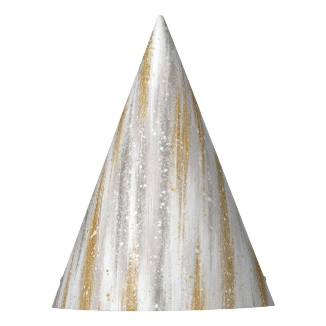 New Year's Eve Silver Gold Stripes Celebration Party Hat (Front)