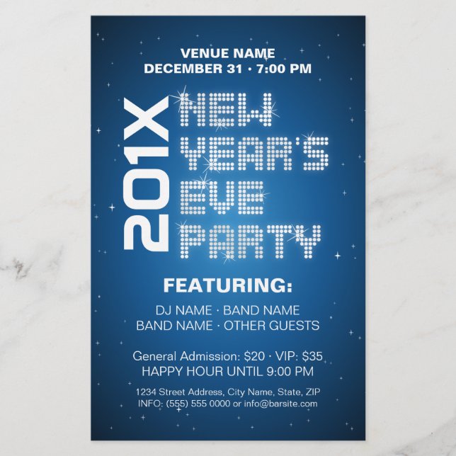 New Year's Eve Sparkles Party flyer (Front)