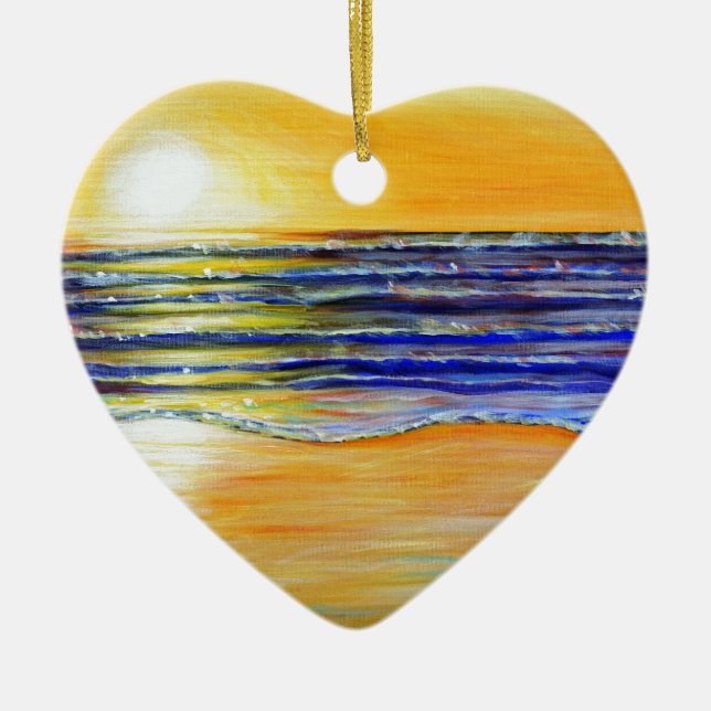 New Year's Eve Sunset Painting Ceramic Ornament (Front)