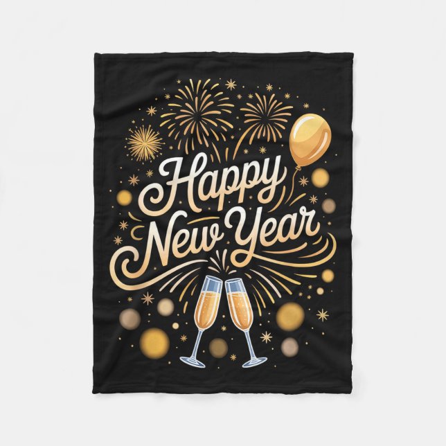 New Years Eve Supplies Fireworks  Fleece Blanket (Front)