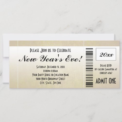New Years Eve Ticket Invitation