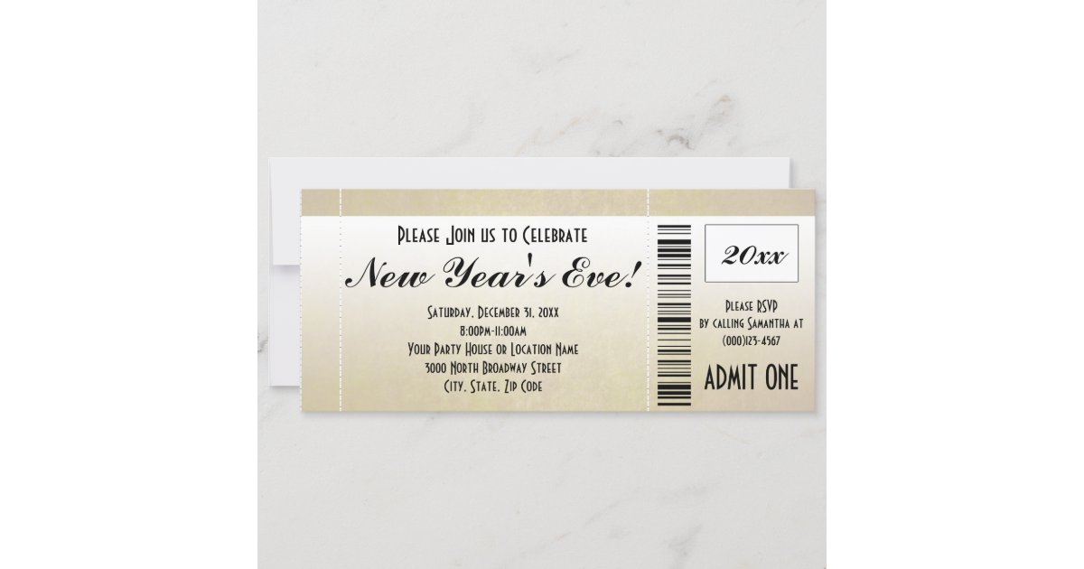 New Year's Eve Ticket Invitation | Zazzle