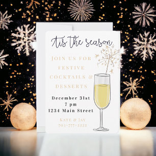 New Year's Eve Tis the Season Champagne & Sparkle Invitation