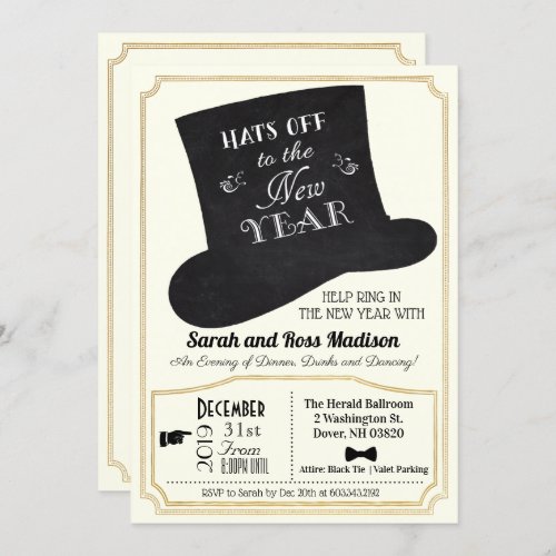 New Years Eve Top Hat Invitation