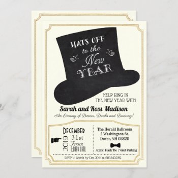 New Years Eve Top Hat Invitation by PaperandPomp at Zazzle
