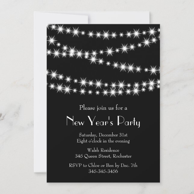 New Year's Eve Twinkle Lights Invitation (Front)
