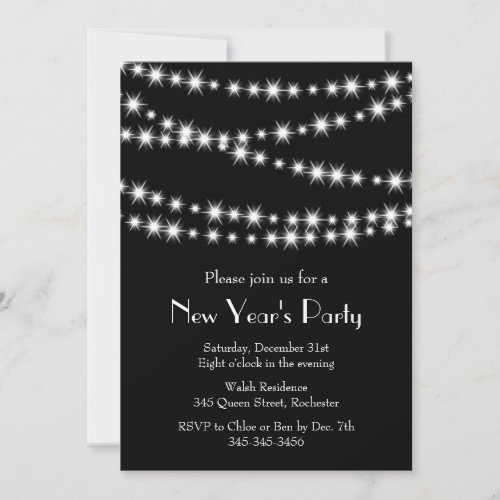 New Years Eve Twinkle Lights Invitation